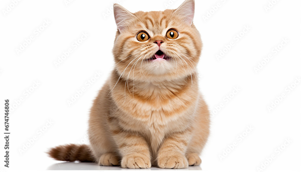 Obraz premium Happy Beige Cat Elevation Front View