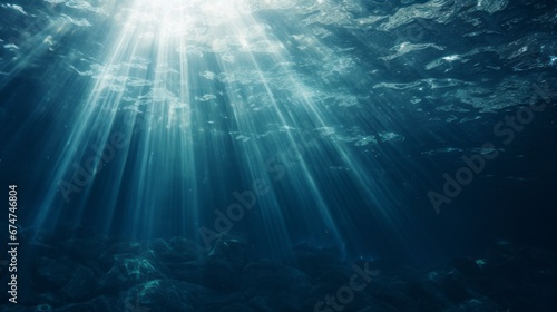 Enchanting underwater wonderland mesmerizing water bubbles and ethereal glow of undersea light rays © Ilja