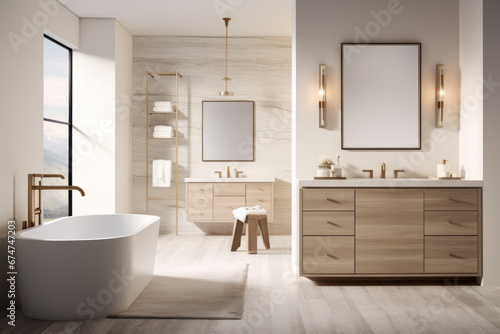 modern wooden bathroom interior, Generative AI © Cornelius Naffin