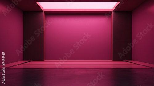 Interior of a minimal empty modern pink room with copy space. Generative AI