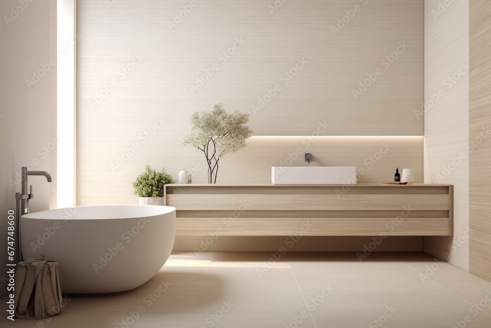 modern wooden bathroom interior, Generative AI modern wooden bathroom interior, Generative AI