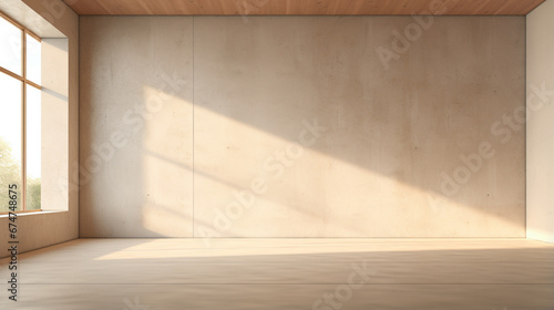 Minimalist interior modern light brown empty room. Copy space. Generative AI