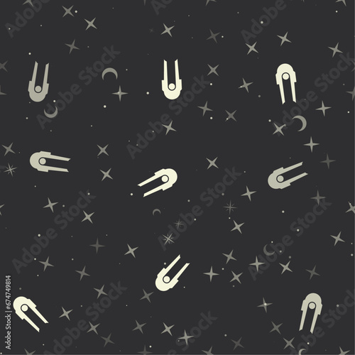 Fotografie, Tablou Seamless pattern with stars, solo bobsleigh symbols on black background