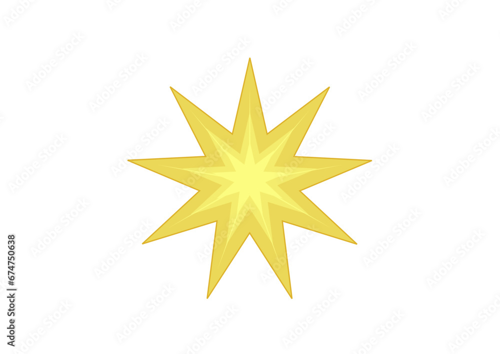 neunsiebenstrahliger goldener stern für advent oder weihnachten, modernes abstraktes 3d-design, schmuck, dekor, neunsiebenstrahliger goldener stern für advent oder weihnachten, modernes abstraktes 3d-design, schmuck, dekor,
