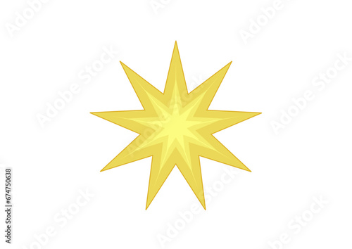 neunsiebenstrahliger goldener stern für advent oder weihnachten, modernes abstraktes 3d-design, schmuck, dekor,