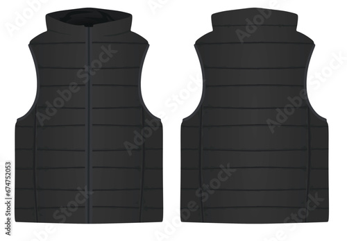 Black winter vest. vector illustration