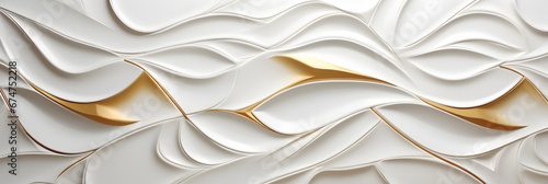 Luxury Semi-Gloss Wall background, elegant white and gold 3d embossed creative pattern.