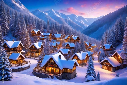 An enchanting holiday escape in a snowy forest, Santa's secret village