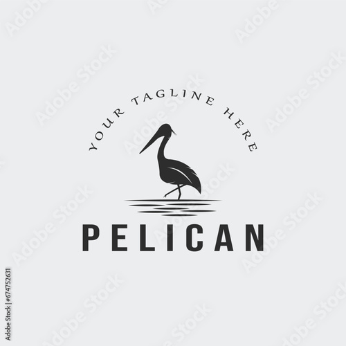 pelican bird logo vintage vector illustration template icon graphic design