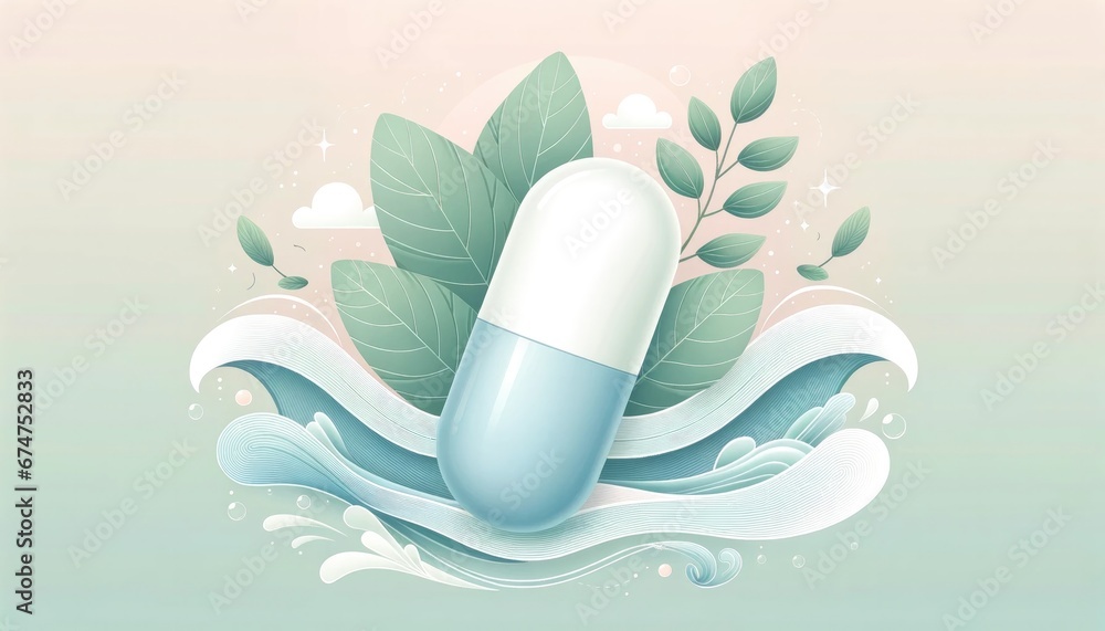 Herbal Supplement Capsule Concept - obrazy, fototapety, plakaty 