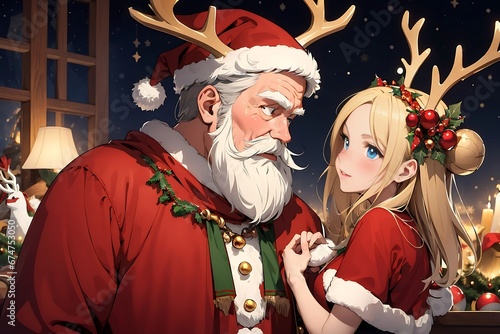 Santa Claus with his granddaughter 
