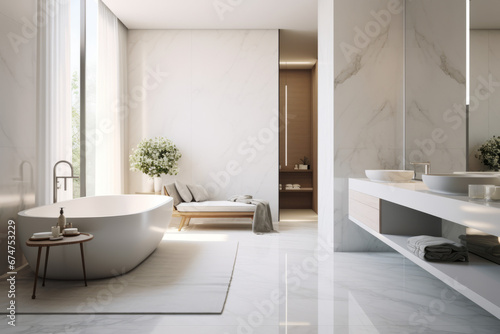 modern bathroom in close touch with nature  Generative AI