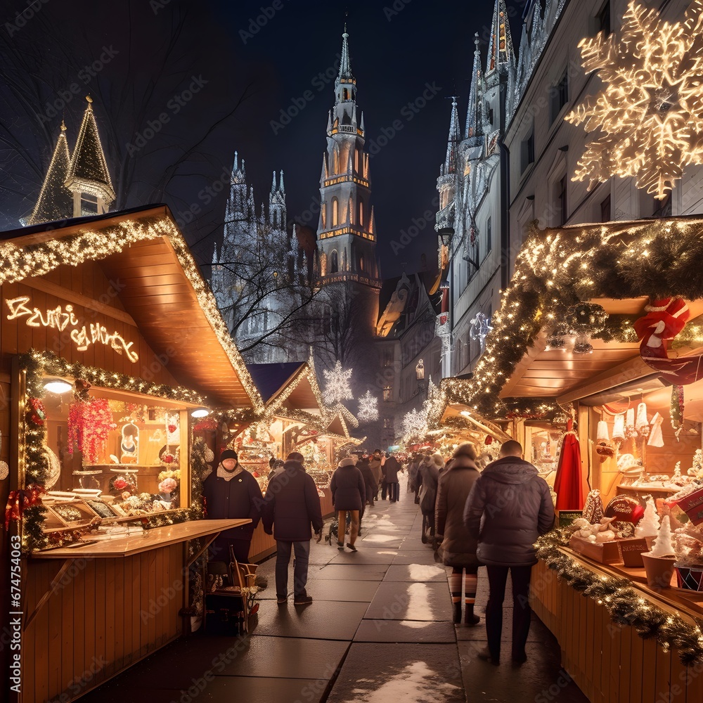 people at christmas market in Frankfurt, Germany