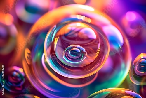 Macro shot of colorful soap bubbles. Abstract background. 3D rendering.