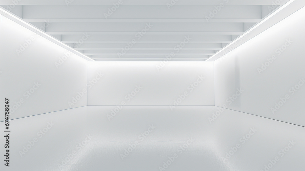  Interior of a minimal empty modern white room with copy space. Generative AI