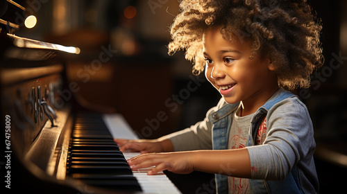 cut kid playing piano, generative ai