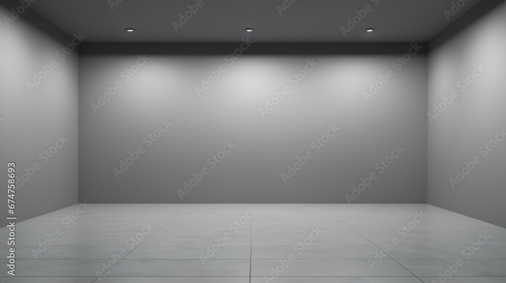Interior of a minimal empty modern gray room with copy space. Generative AI Interior of a minimal empty modern gray room with copy space. Generative AI