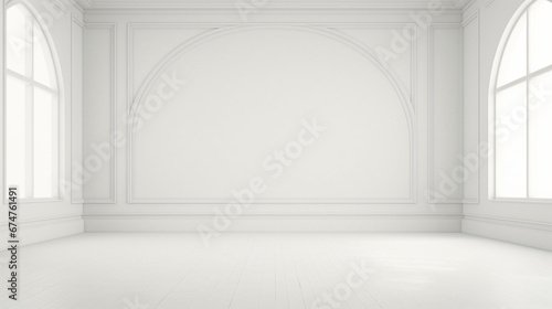 Interior of a empty classic minimal white room with copy space. Generative AI photo