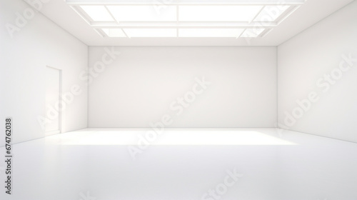 Minimal interior of a empty light white classic room. Copy space. Generative AI photo