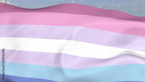 Loop der Pride Bigender Fahne wehend im Wind als Nahaufnahme 4K	