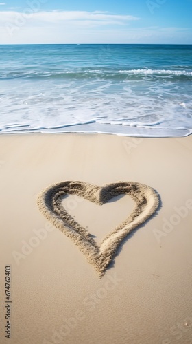 The sand forms a heart shape. Romantic atmosphere