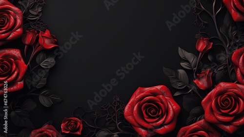 Fototapeta Naklejka Na Ścianę i Meble -  Background pattern of red rose flowers, ai generative