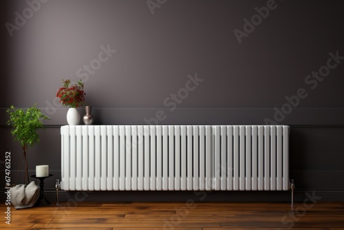 Wallpaper Mural Radiator against wall. Small heating system. Torontodigital.ca