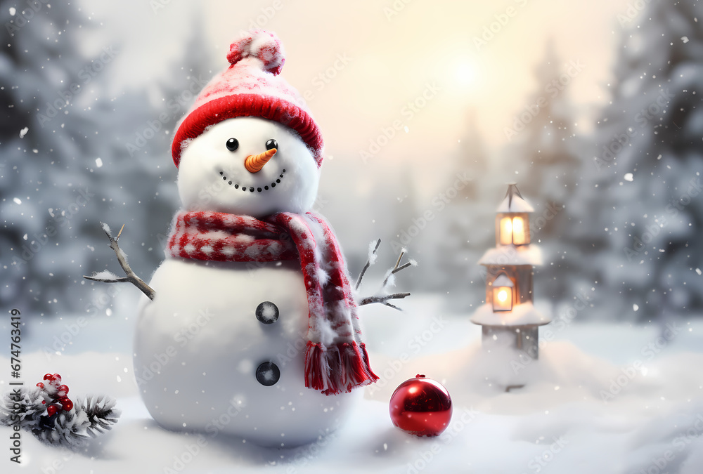 Fototapeta premium christmas decoration snowman