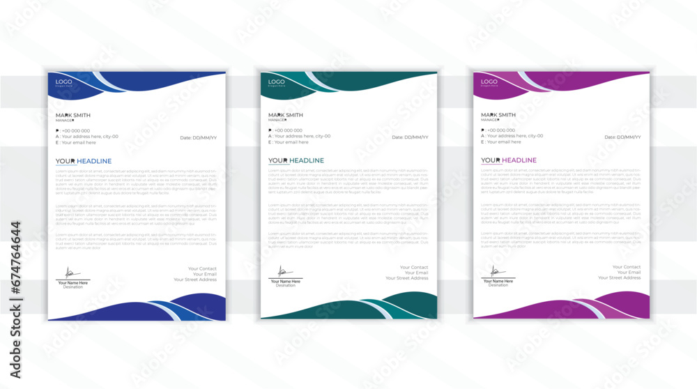 Creative modern business and corporate letterhead template design