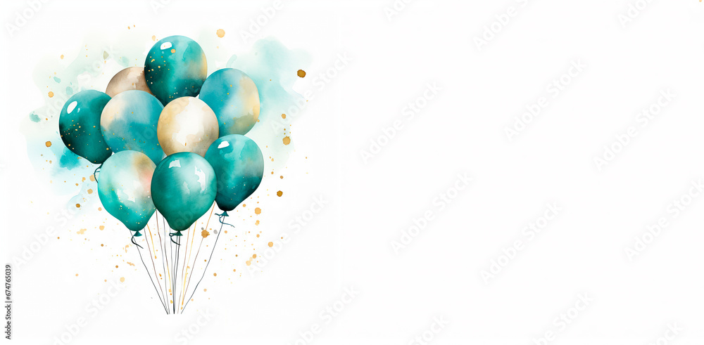 balloons on blue background, empty space for copying text
