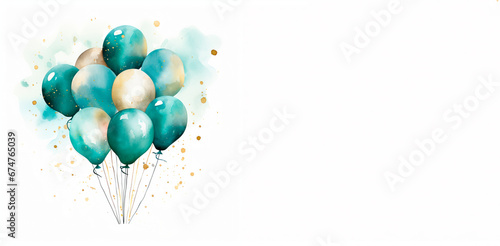 balloons on blue background, empty space for copying text