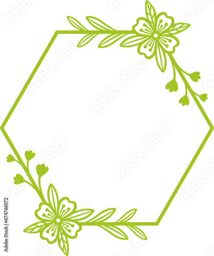 Hexagonal Floral Frame. vector