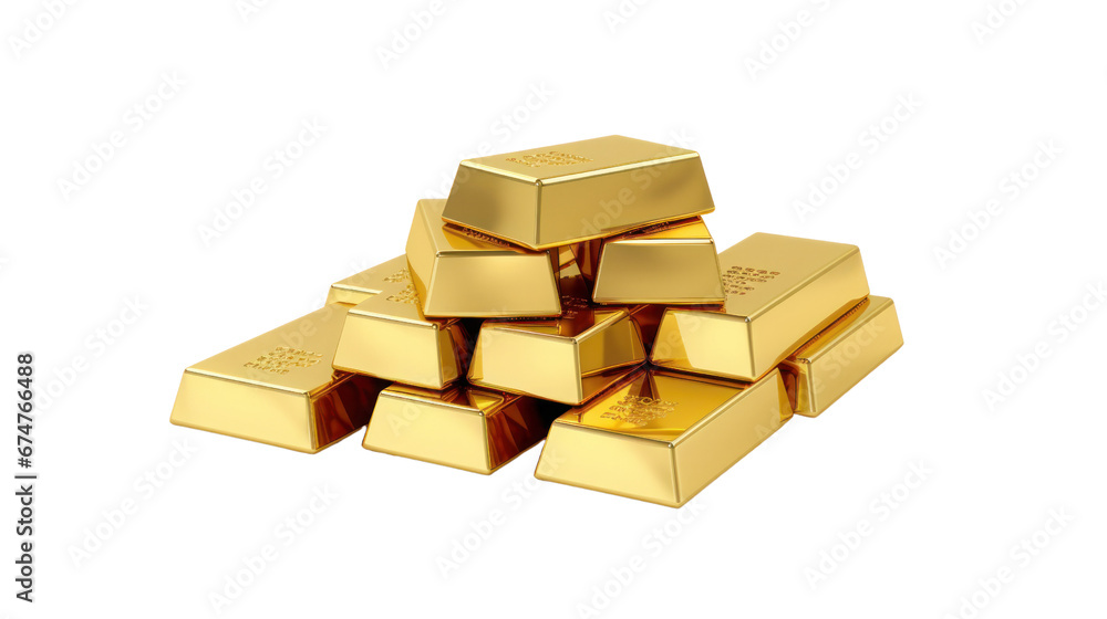 Gold bars on the transparent background
