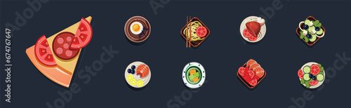 Game Food Icon and Nutrition Element Vector Set