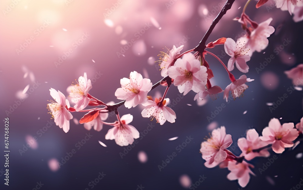 Dreamy Cherry Blossoms, Sakura Falling in Springtime Dreamy Cherry Blossoms, Sakura Falling in Springtime