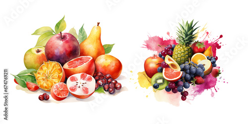 Exotic Fruits Delight  Colorful Watercolor Assortment