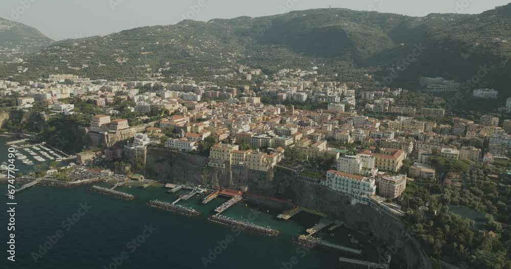 Aerial view of Sorrento, a small town along the coast facing the Mediterranean Sea near Naples, Campania, Italy. Aerial view of Sorrento, a small town along the coast facing the Mediterranean Sea near Naples, Campania, Italy.