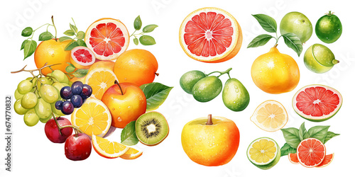Citrus Paradise: A Vibrant Collection of Watercolor Fruits