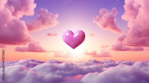 A heart on the background of a beautiful pink-purple sky. Concept of romance and love © ColdFire