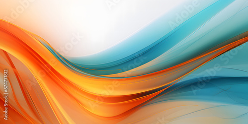 Vibrant Abstract Artwork in Orange, Teal, and Blue Hues with Light Refractionsvb.
