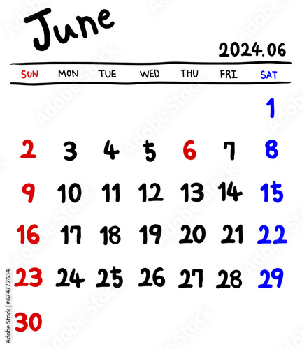 2024년 6월 달력