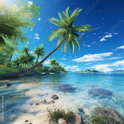 beach with coconut tree © Yvester