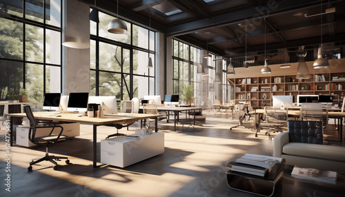 interior of a modern office. AI generated