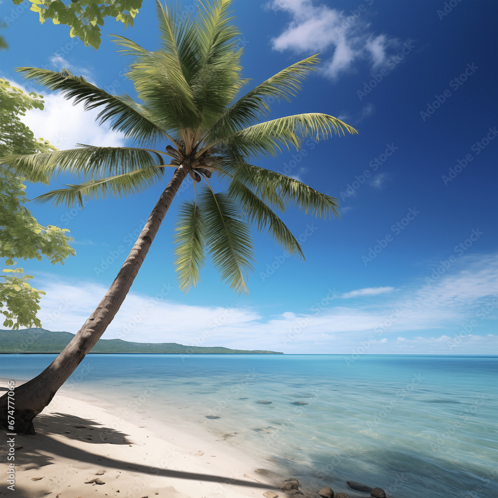 beach with coconut tree