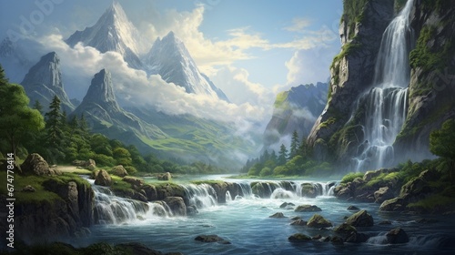 Waterfall of landscape scenery
