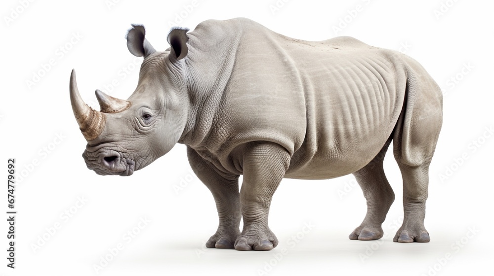 Obraz premium white rhinoceros, square-lipped rhinoceros isolated on white background