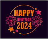 Happy New Year Holiday Abstract Orange And Pink Design Vector Logo Symbol Illustration With Blue Background