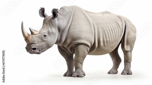 white rhinoceros  square-lipped rhinoceros isolated on white background