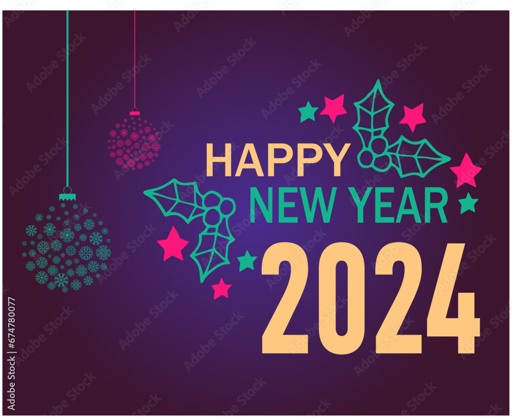 Happy New Year Holiday Abstract Design Vector Logo Symbol Illustration With Purple Background
