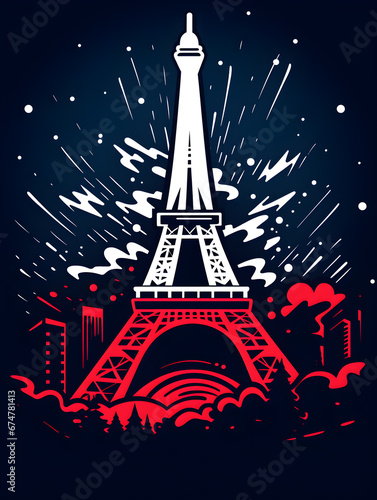 Abstract festive christmas poster with eiffel tower © Ekaterina